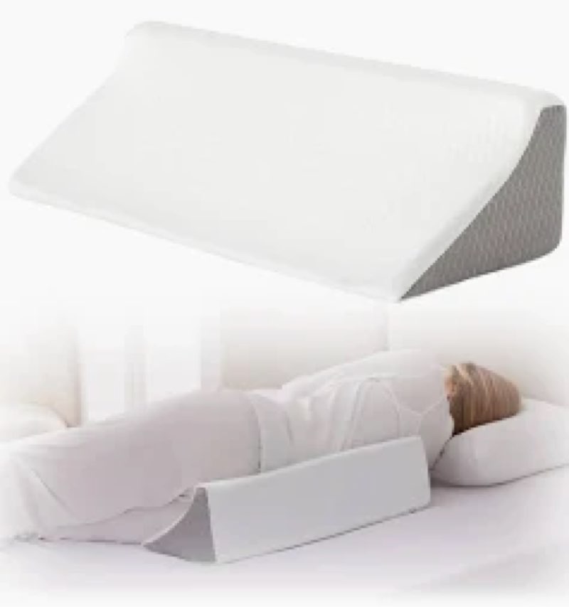 Bedluxe Wedge Pillow for Side Sleeping, Comfort Foam Back Pillow for Side Sleeper, Bed Wedges & Body Positioners for After Surgery, Pregnancy Support, Back Pain, Preventing Bedsores, White/Grey