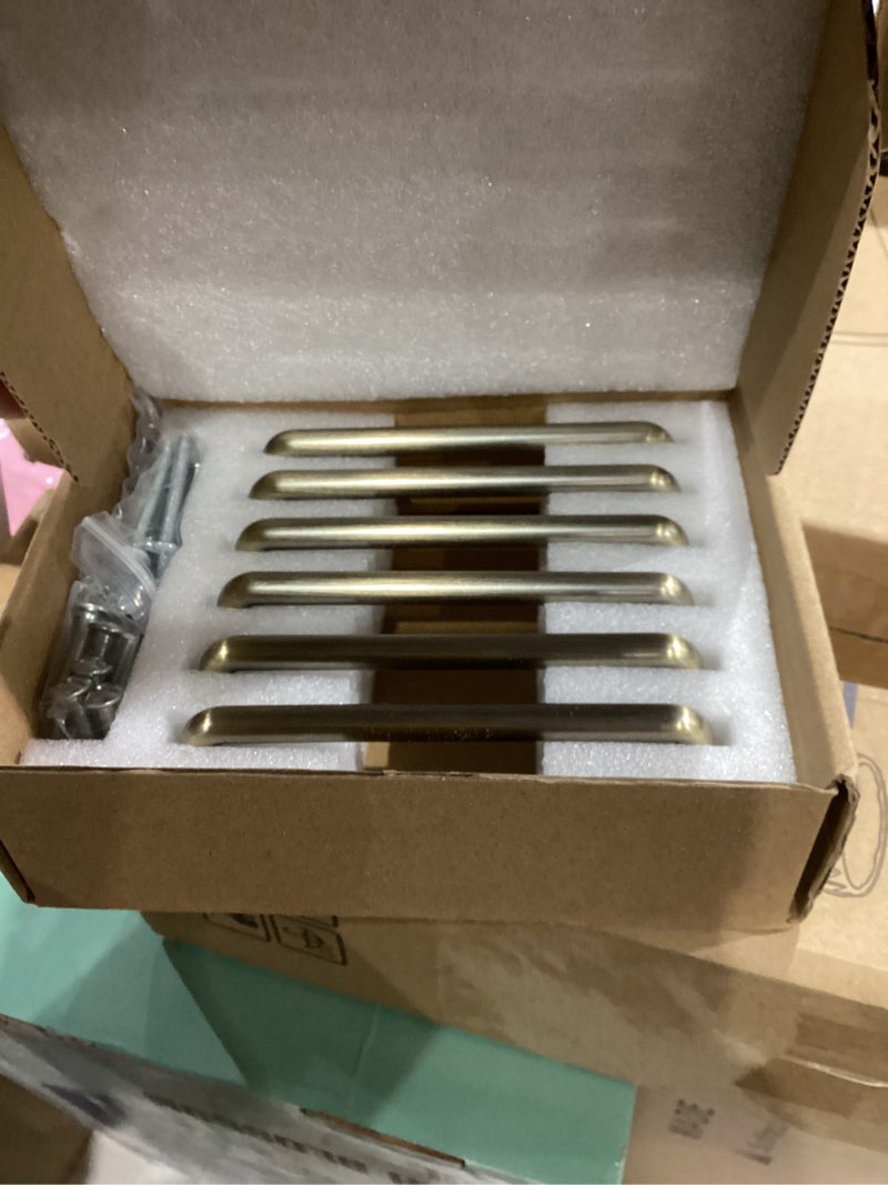 Condition photo showing New/Like New for Goo-Ki 6 Pack 2 1/2'' Center to Center Antique Brass Cabinet Bar Pulls Vintage Drawer Handles Closet Classic Retro Home Kitchen Improvement Hardware 2 1/2'' Center to Center Antique Brass 6