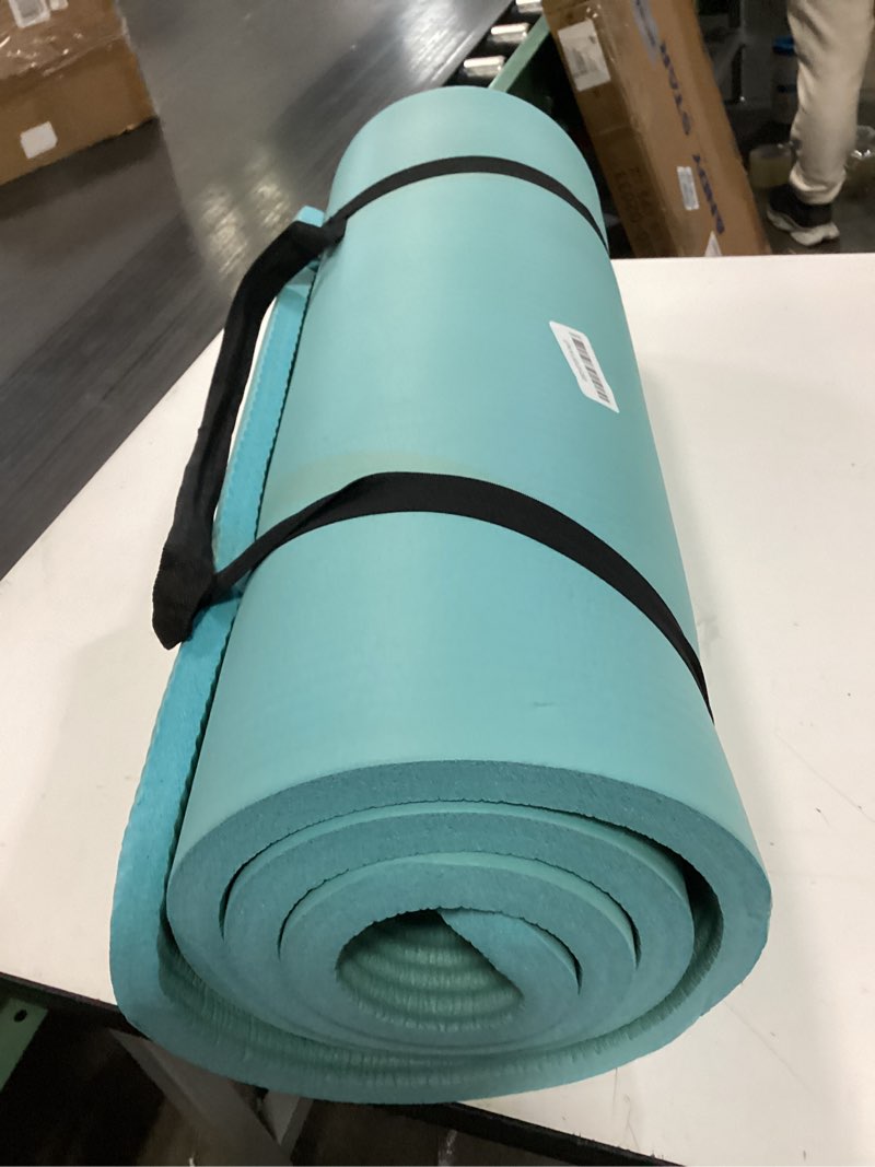 Condition photo showing Good Condition for Retrospec Solana Yoga Mat 1" Thick w/Nylon Strap for Men & Women - Non Slip Exercise Mat for Home Yoga, Pilates, Stretching, Floor & Fitness Workouts Blue Ridge 1 inch