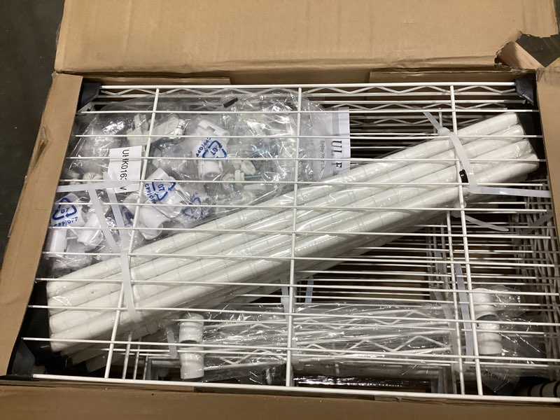 Condition photo showing Good Condition for ulif e1 heavy duty closet garment rack, 6 tiers adjustable metal freestanding expandable clothing storage with 4 hanger rods, easy to assemble wardrobe, 71.4" h x (70" - 88.2") l x 14" d, white