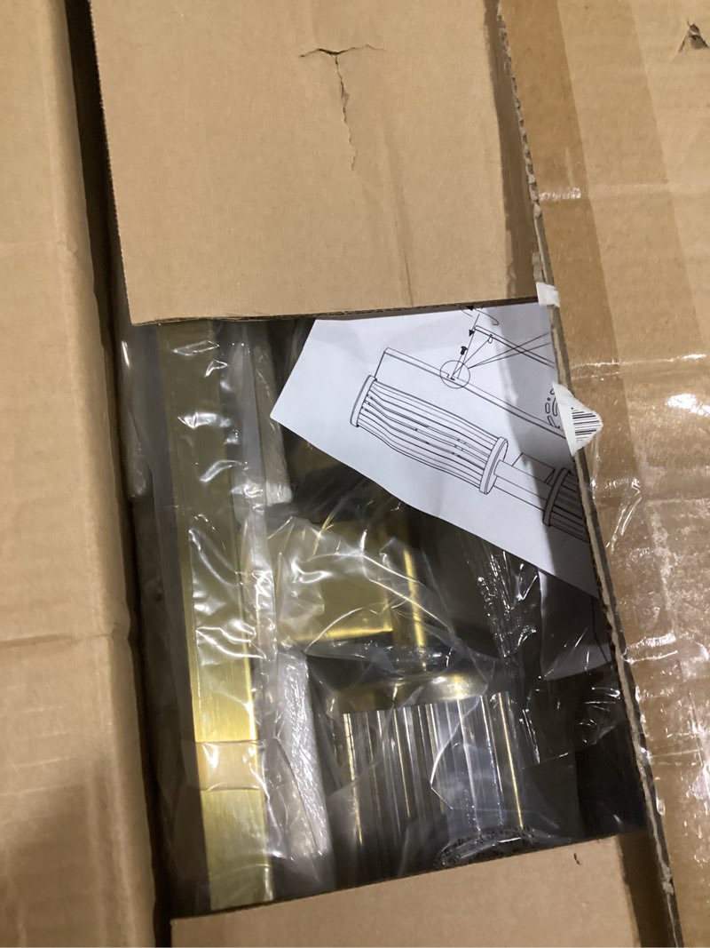 Condition photo showing Good Condition for Set of 2 Brushed Brass Vanity Lights, Industrial Bathroom Wall Sconces with Glass Shades for Mirror Lighting 20inch Brushed Brass-2pcs