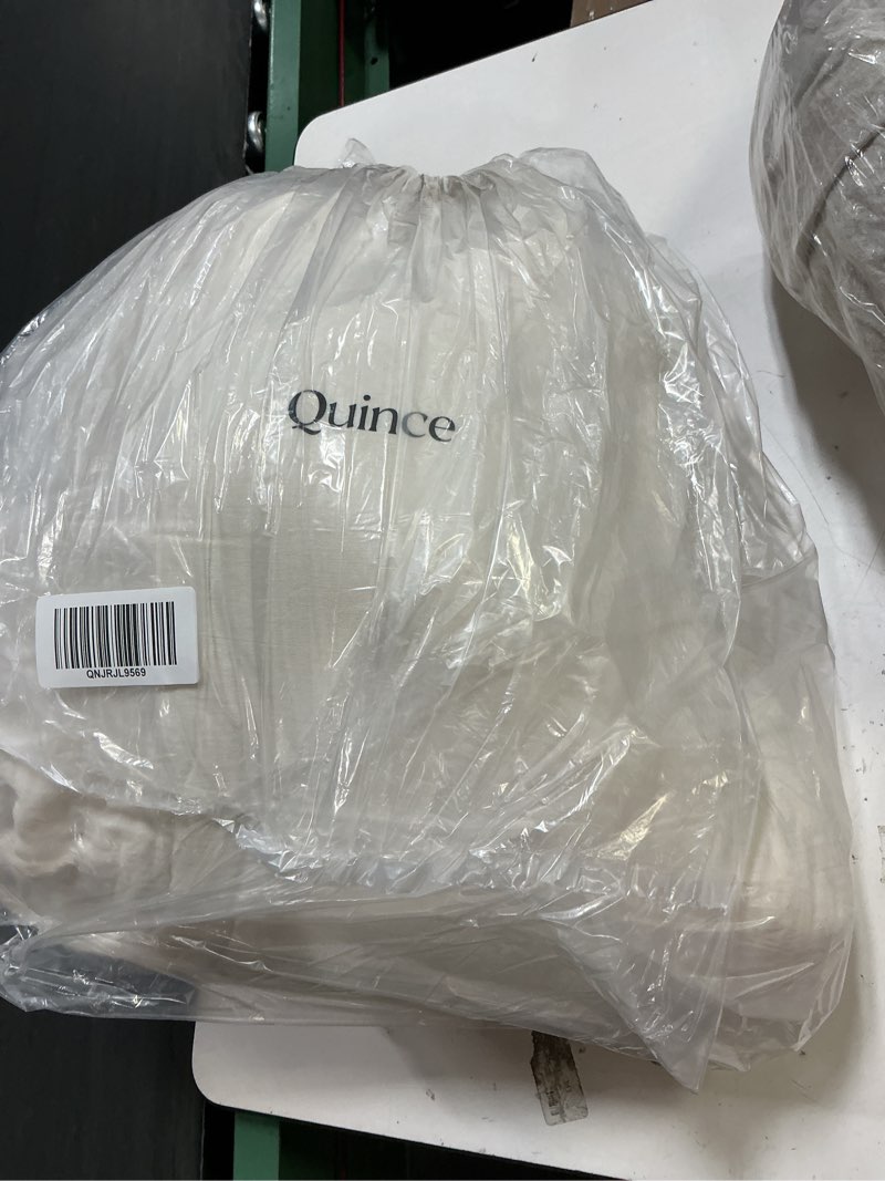 Condition photo showing As Is for organic cotton gauze duvet cover set, king/cal king, undyed quince