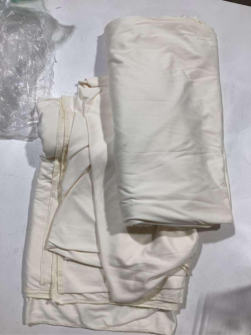 Condition photo showing Good Condition for 10x10ft wrinkle free ivory backdrop curtain for parties soft fabric drapes wedding ivory curtain backdrop for birthday party decorations background for photography 5x10ft,2 panels w5' x h10'(2 panels) ivory