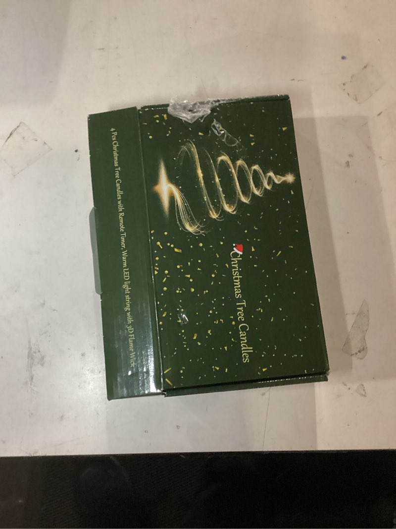 Condition photo showing New/Like New for Christmas Decorations Indoor - 4 PCS Christmas Tree Candles with Remote and Timer - Flameless Christmas Taper Candles - Battery Perated Green LED Candlesticks for Christmas Home Decor