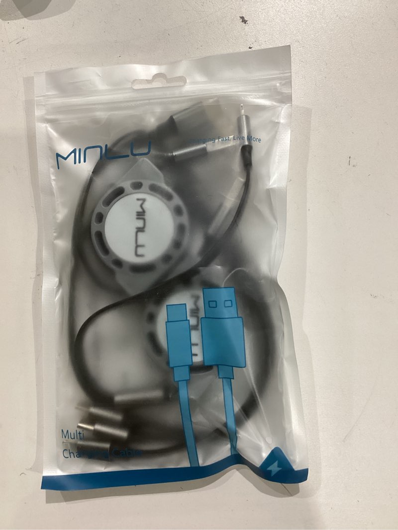 Condition photo showing Good Condition for multi charging cable 3a, [2pack 4ft] retractable multi charging cord 3 in 1 fast charger cord, usb c charger adapter with lightning/type c/micro usb ports for cell phones/iphone/samsung/ps/tablets black,gray