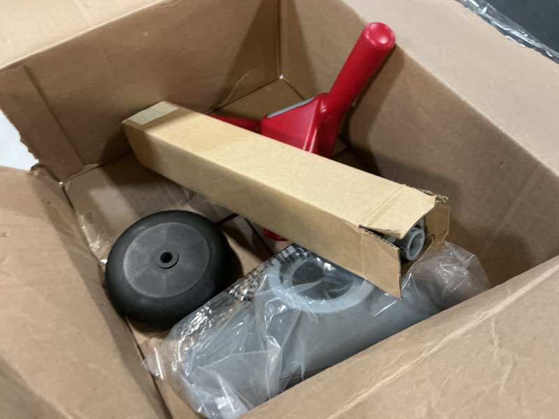 Condition photo showing As Is for radio flyer scoot 2 scooter, blue/red/pink, for kids ages 1-4, ride on toy or 4-wheel kids scooter, durable wheels and frame, converts easily with flip deck, toddler ride on toys (amazon exclusive) classic red  ( incomplete