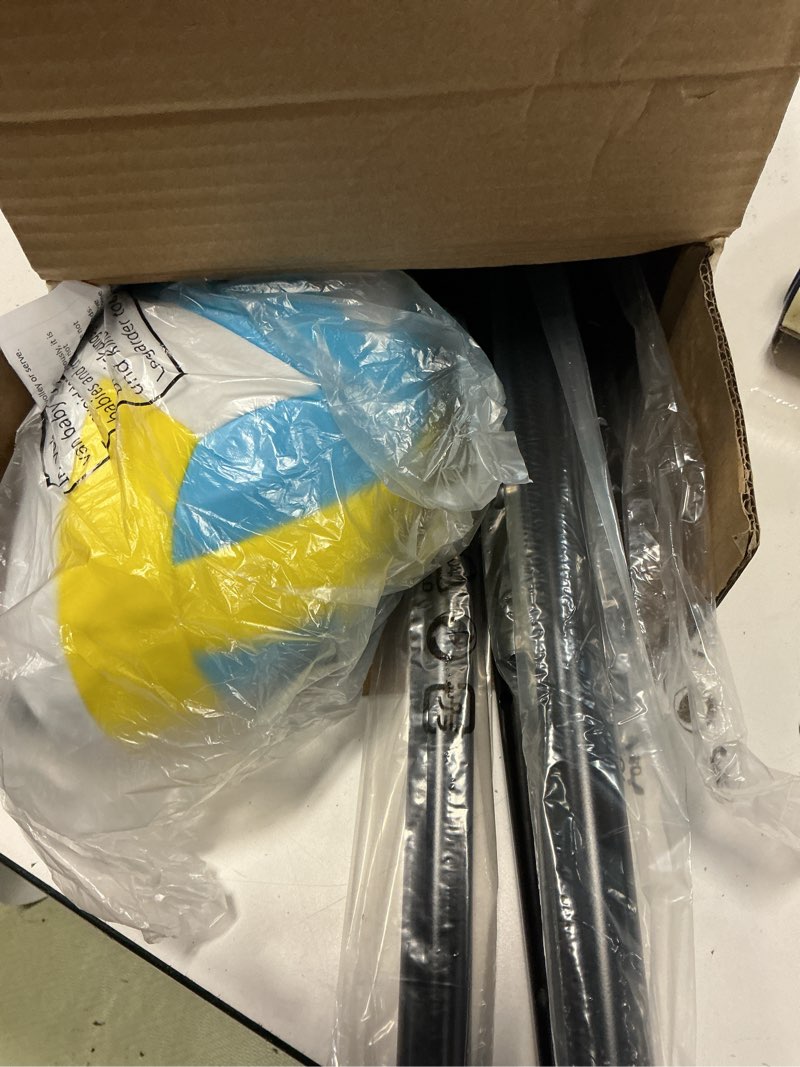 Condition photo showing Good Condition for outdoor portable volleyball net system - adjustable height poles with soft volleyball ball, pump, hammer, boundary line, and carry bag for backyard, beach, lawn 20ft lemon yellow