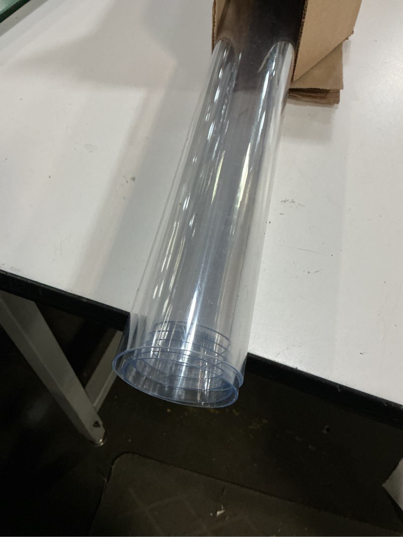 Condition photo showing As Is for kasepie 42 x 42 inch clear table cover protector,1.5mm thick plastic table cover, clear plastic tablecloth protector, grime proof and easy to clean, suitable for dining table? coffee table?dresser 42" x 42" (rectangular) clear 1.5mm thick