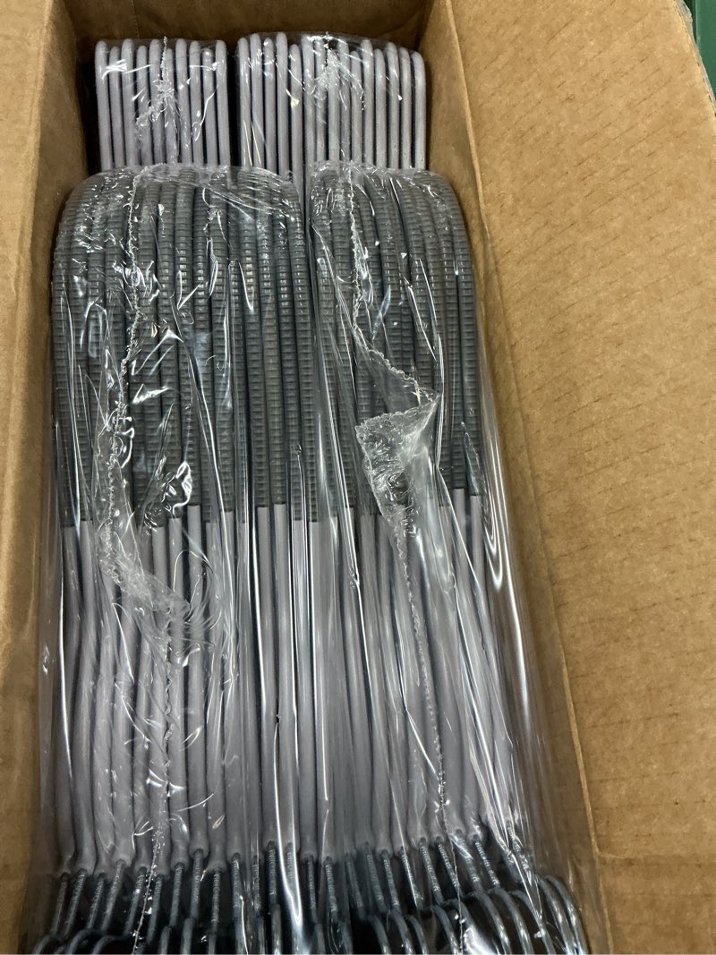 Condition photo showing New/Like New for plastic hangers 50 pack heavy duty dry wet clothes hangers with non-slip pads space saving 0.2" thickness super lightweight organizer gray