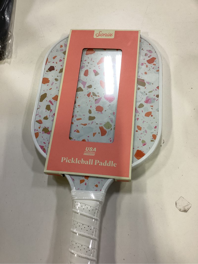 Condition photo showing New/Like New for Sonix | USAPA Approved | Premium Pickleball Paddle | Fiberglass Surface, Non-Slip Cushion Grip | Single Pickle Ball Racket Cottage Floral Pink