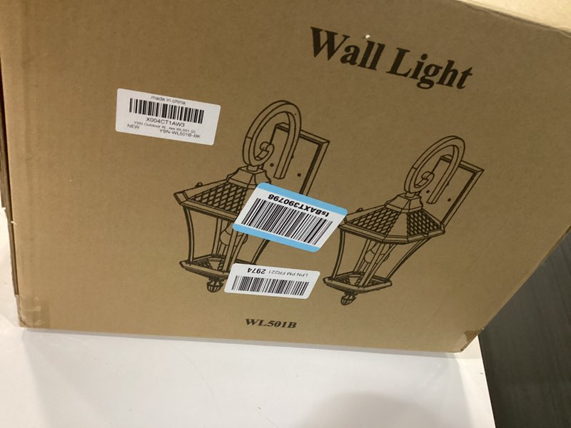 Condition photo showing New/Like New for ysn 16'' large outdoor wall lights 2 packs, black exterior lighting fixture outdoor sconce lights, waterproof outside lights for house with e26 socket, outdoor lanterns for porch, garage, farmhouse black 16inch-no sensor(hardwired)-2pack