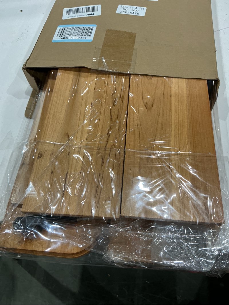 Condition photo showing Good Condition for cinnvoice 2 pcs solid wood wall shelf 3-tier rustic floating shelves wall mounted storage rack farmhouse decorative hanging storage shelf for for bedroom living room bathroom kitchen