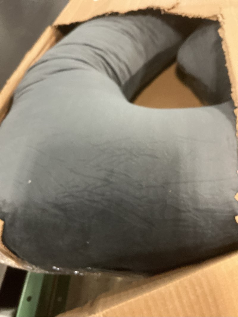 Condition photo showing Good Condition for Pregnancy Pillow, Full Body 57 Inch Maternity Pillow with Removable Washable Cover - Sleep Support for Legs, Back, Neck, Shoulder, HIPS, Belly for Pregnent Women, Black Grey Velvet Cover Black-grey Velvet