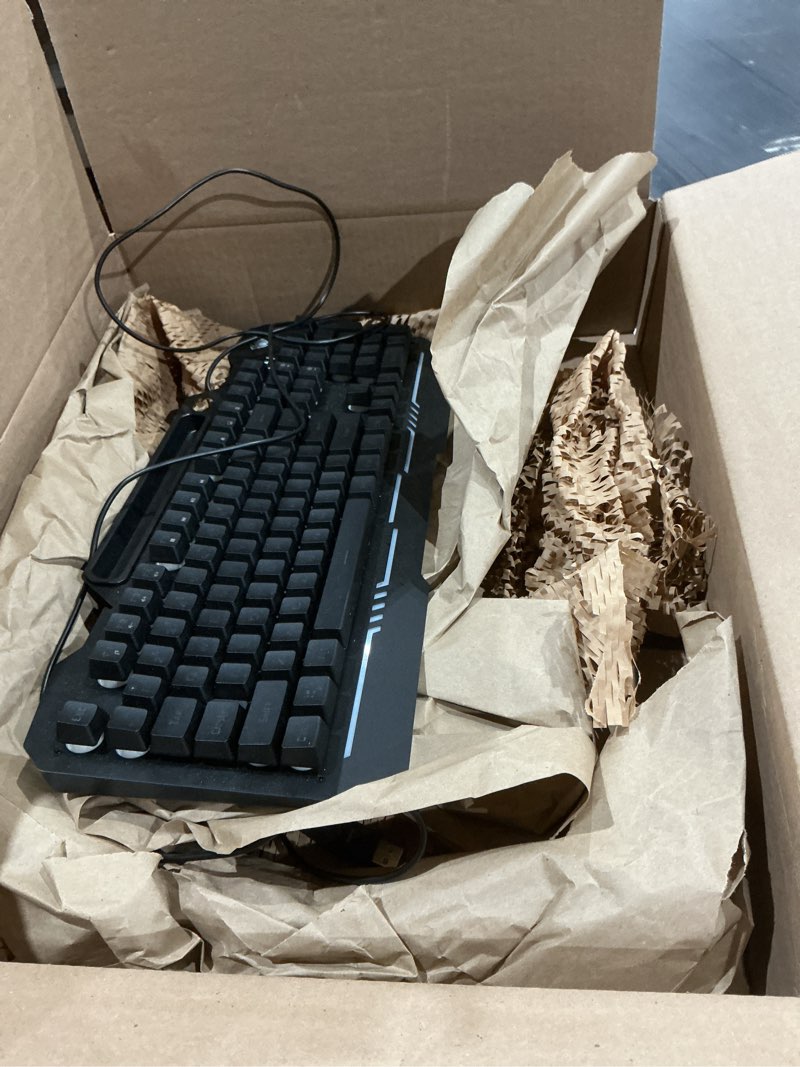 Condition photo showing Good Condition for aula gaming keyboard, t102 104 keys gaming keyboard and mouse combo with rgb backlit, all-metal panel, anti-ghosting, pc game keyboard and mouse, usb wired keyboard mouse for mac xbox pc gamers black keycaps + black panel