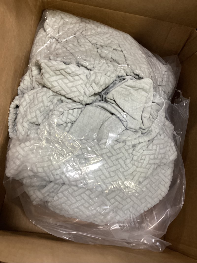 Condition photo showing As Is for sofa covers couch covers for sofa pet friendly couch cushion covers universal sofa covers washable stretch slipcovers for sectional sofa (texture light gray, 3 seats + chaise cover) texture light gray 3 seats + chaise cover
