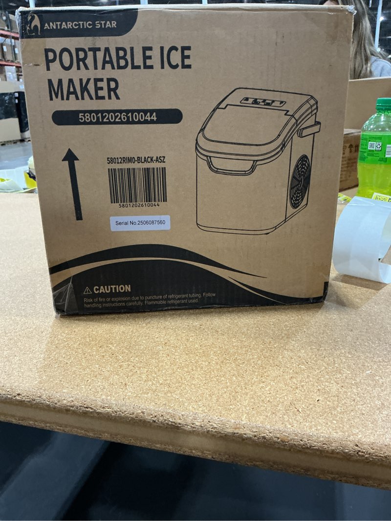 Condition photo showing New/Like New for countertop ice maker machine, 8 ice cubes in 6 mins, 26lb/day ice with 2 sizes- portable mini, energy saving & basket/scoop for home/party/travel/camping/bar,black dark black 26lbs/24h