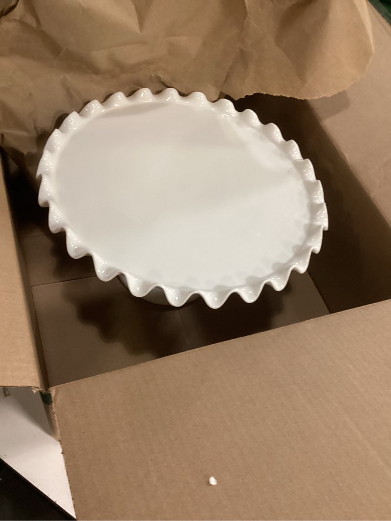 Condition photo showing Good Condition for 12-inch porcelain round cake stand - white dessert stand for wedding, birthday party
