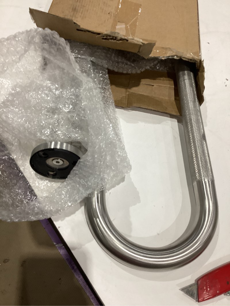 Condition photo showing Good Condition for toilet grab bar 31.3 inch, yuande wall to floor brushed nickel bathroom safety bar w/anti-slip knurled grip, stainless steel handicap grab bar with leg,support bar for disabled elderly pregnant 31.3 in brushed nickel