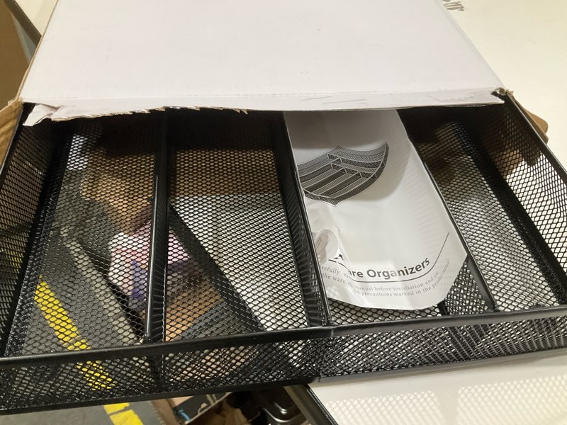 Condition photo showing New/Like New for Silverware Organizer Metal Mesh, Large Drawer Organizer, Utensil Cutlery Tray for kitchen drawers, Flatware Organizer with 6 Compartment, Black (11.3”*16“) Black 11.3”*16"