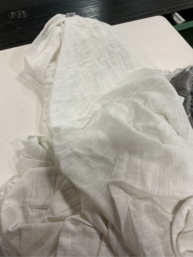 Condition photo showing Good Condition for cotton sheer curtain set (set of 2 color: white size: 48x96 