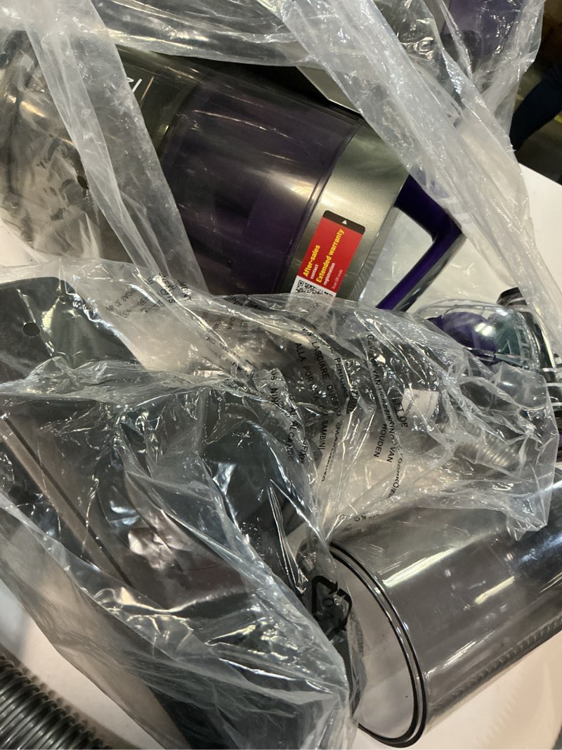 Condition photo showing As Is for aspiron 1700w canister vacuum cleaner, 45kpa bagless vacuum cleaner, multi-cyclonic filtration, 2 anti-allergen hepa filters, 3.5qt dust cup, 4 tools, corded vacuum for hard floor, pet hair, wisteria
