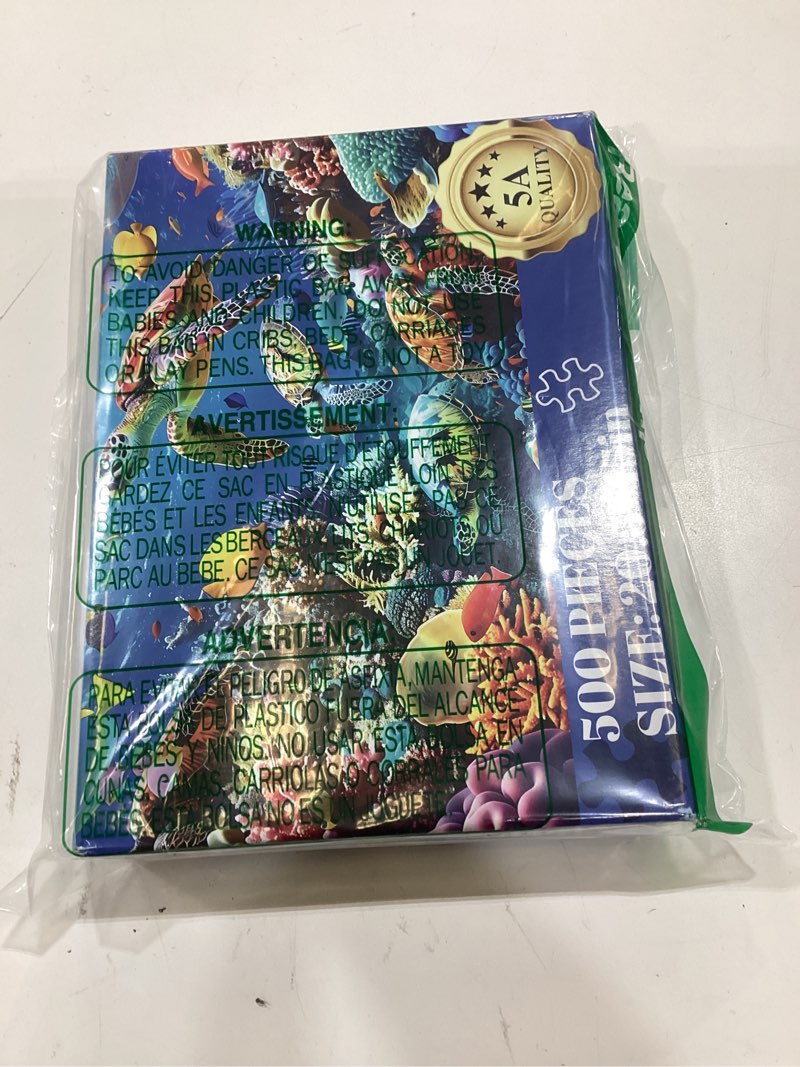 Condition photo showing New/Like New for 500 piece puzzle for adults, turtle jigsaw puzzles, sea animals puzzles 500 pieces, birthday and barious holiday party for family adult, funny puzzle for adults, 20.5x15 in 500 coral turtle