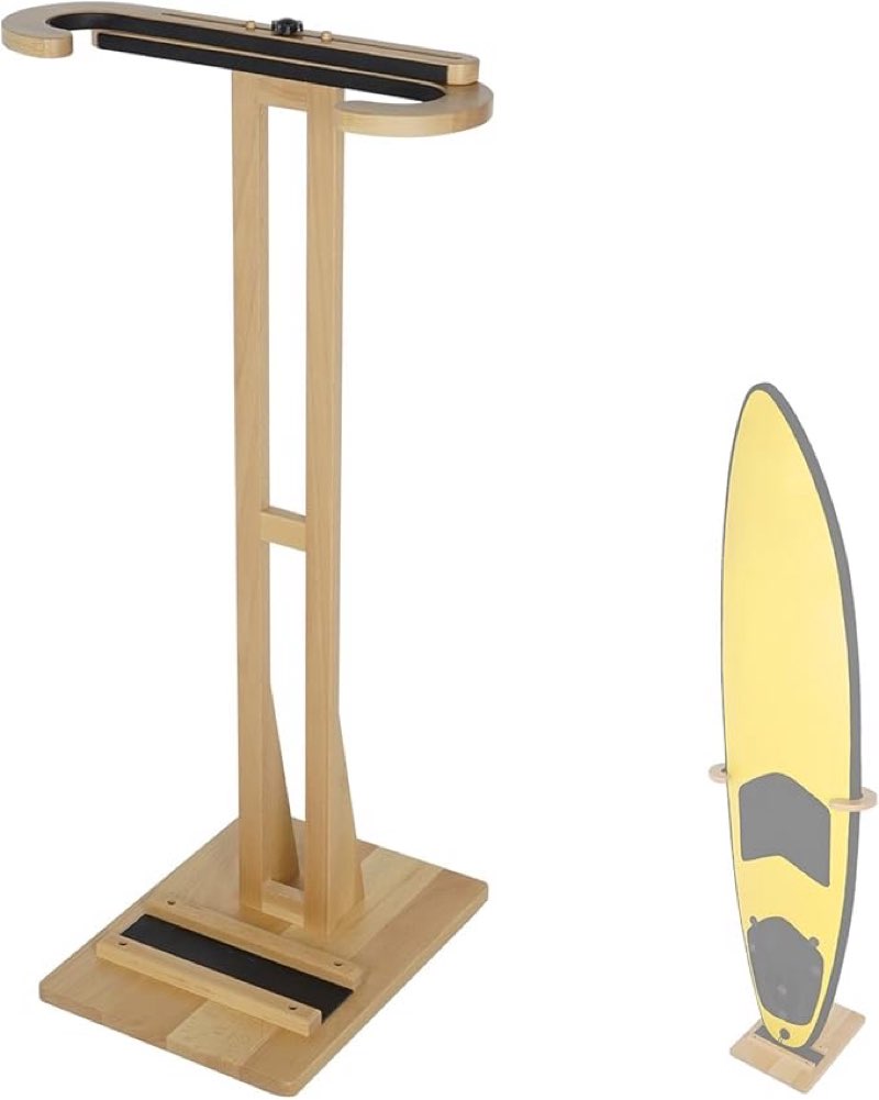 hikula surfboard stand racks, indoor display stand shortboard and longboard organizer floor-standing design, storage & display for surfboard and skimboard, polished beach wooden