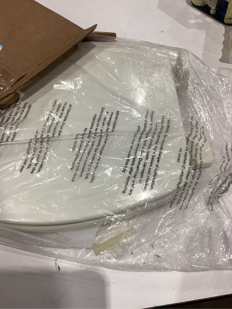 Condition photo showing Good Condition for centoco heavy-duty elongated toilet seat, wood core with scratch-resistant plastic finish, won't crack or fade, residential, made in the usa, dsamaz9-416, biscuit
