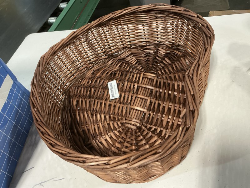 Condition photo showing As Is for kate newborn photography props brown heart shaped rattan basket handcrafted baby basket bed set for baby photography photoshoot only basket
