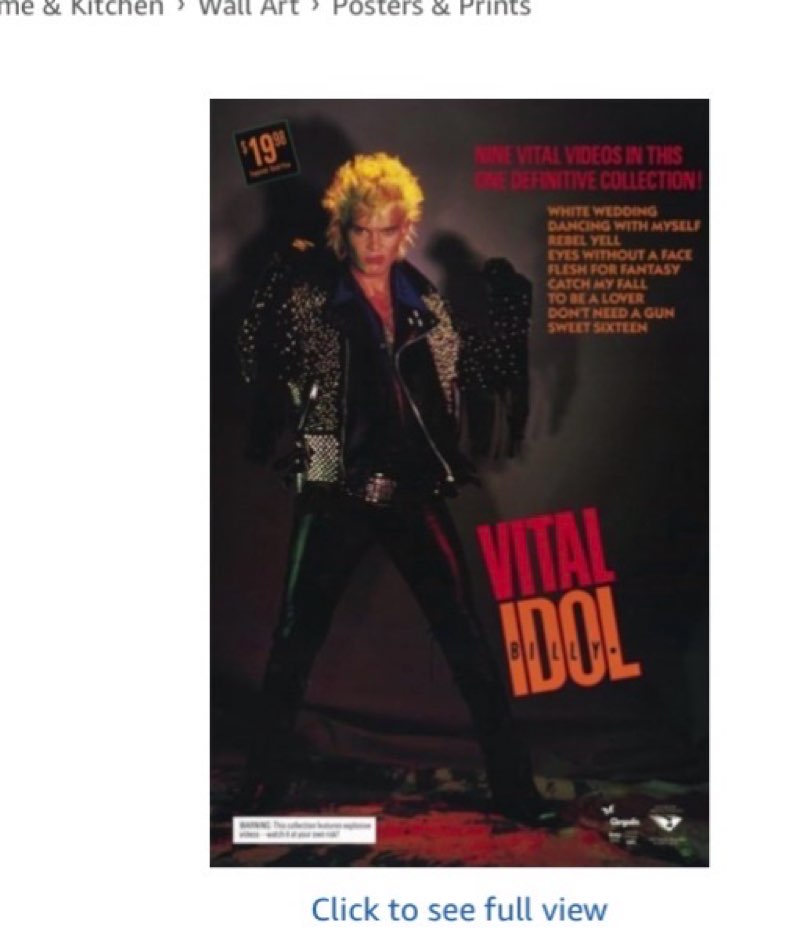 Billy Idol: Vital Movie Poster Print (11 x 17)