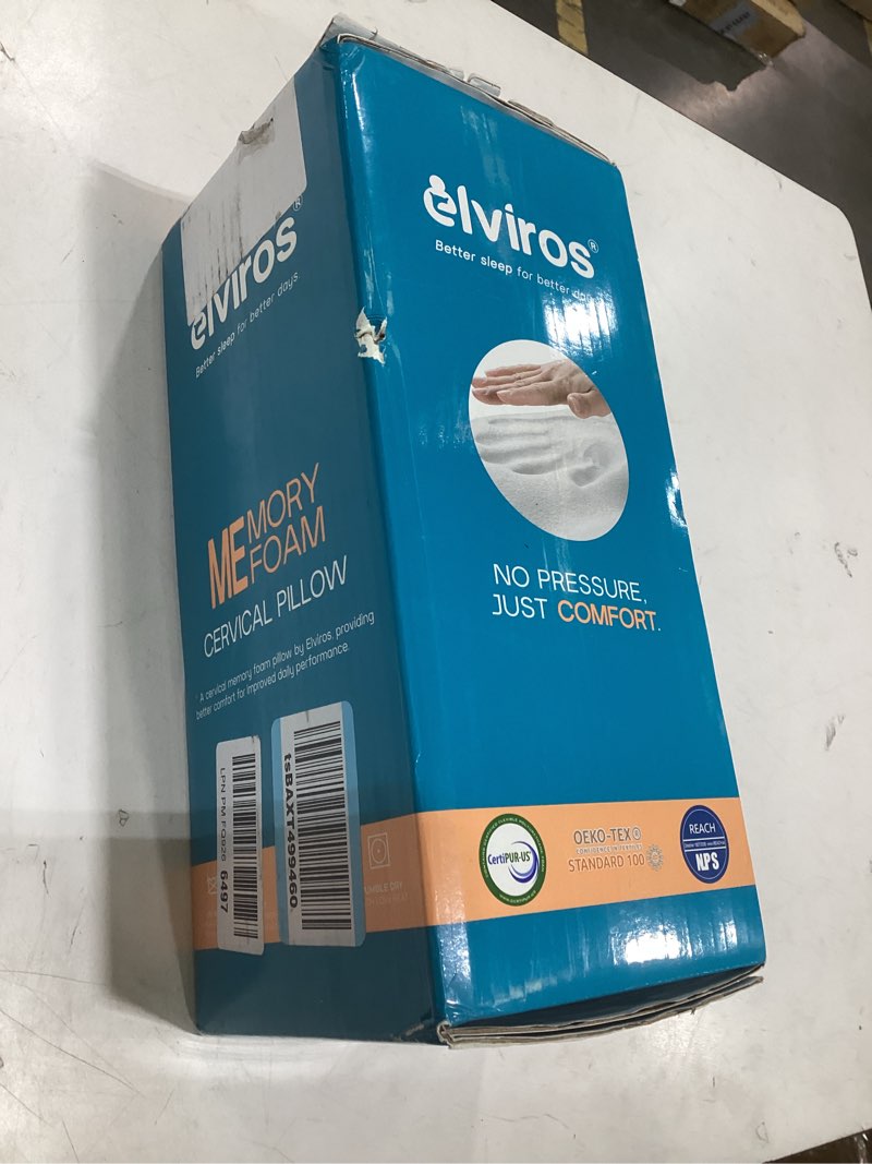 Condition photo showing New/Like New for elviros cervical memory foam pillows for neck and shoulder pain, neck pillow for sleeping, side sleeper pillows for adults, ergonomic orthopedic sleeping for back and stomach sleepers (medium firm) white memory foam