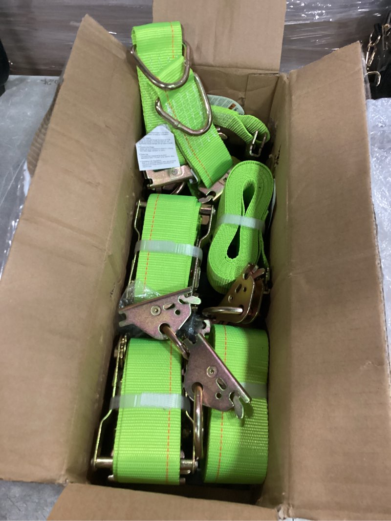 Condition photo showing Good Condition for e track tie down kit - 30pcs heavy duty cargo control system with 4x16" steel rails, 4 o-rings, 4 rope tie-offs, 2x15ft ratchet straps, 16 bolts, for enclosed trailer, truck, motorcycle, atv, garage