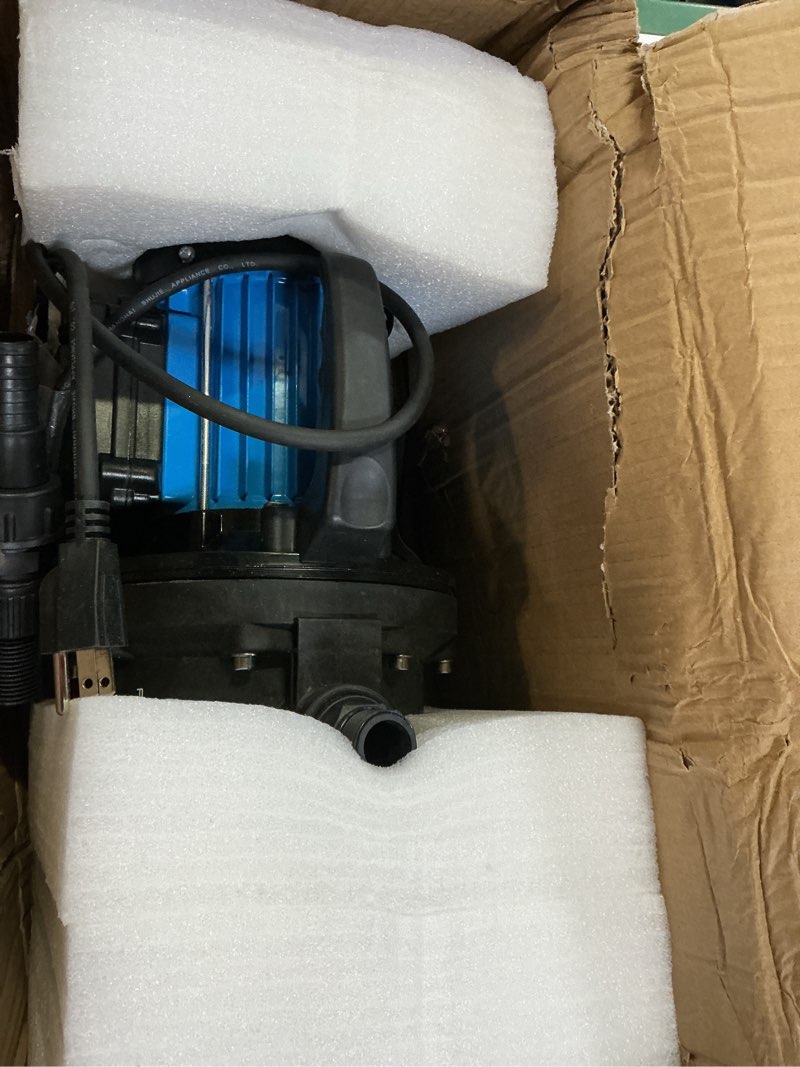 Condition photo showing As Is for fluentpower 1.5hp portable garden booster pump with prefilter, 1200gph, lift 151ft, shallow well jet pump, water transfer draining pump for home garden lawn sprinkler irrigation 1.5hp with prefilter