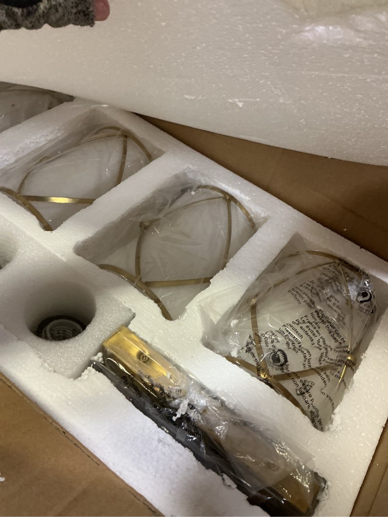 Condition photo showing Good Condition for 4-light brushed gold bathroom light fixtures, 29 inch modern bathroom vanity lighting fixtures over mirror with clear glass and metal cage wall sconce lights for bath, e26, ch9176bg-4w gold + clear glass 4-light, 29" l