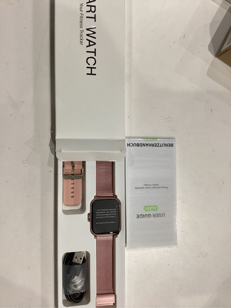 Condition photo showing Good Condition for Smart Watches for Women Android & iPhone (2 Bands), 1.85" HD Smartwatch with Calls/Messages/Notifications, Heart Rate/SpO2/Sleep Monitor,120+ Sports Modes Waterproof Fitness Tracker Watch, Pink