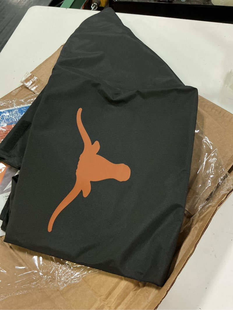 Condition photo showing Good Condition for fanmats 42861 university of texas kettle style grill cover with primary team logo - 25in x 25in x 35in texas longhorns