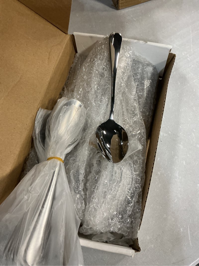 Condition photo showing Good Condition for kikcoin 60 pack silverware set for 12, heavy duty stainless steel flatware set, mirror polished cutlery utensils set includes forks and spoons set for home kitchen restaurant wedding silver 60 pack