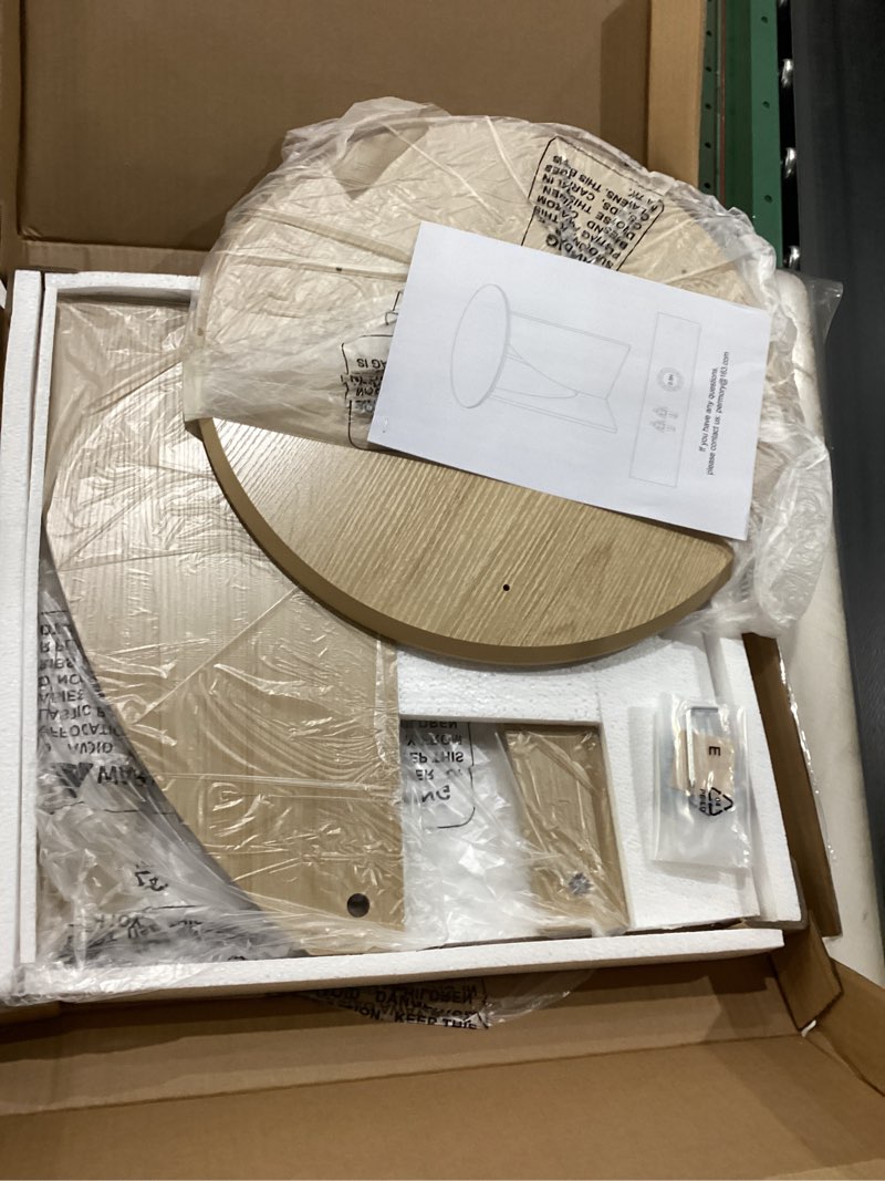 Condition photo showing New/Like New for Round and Nature Side Table?Small Coffee Table with Sleek Geometric Design, Easy Assembly Accent Table for Living Room