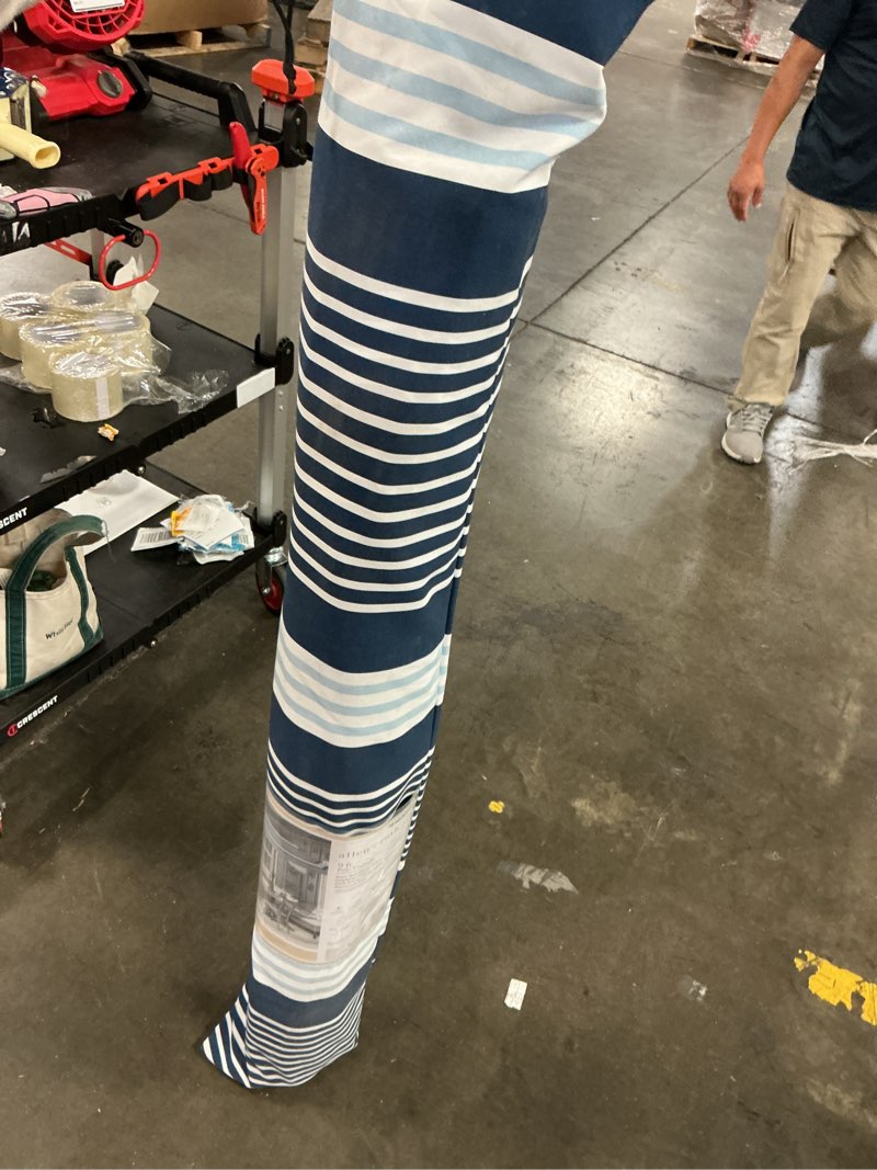 Condition photo showing New/Like New for allen + roth 9-ft aluminum blue auto-tilt market patio umbrella