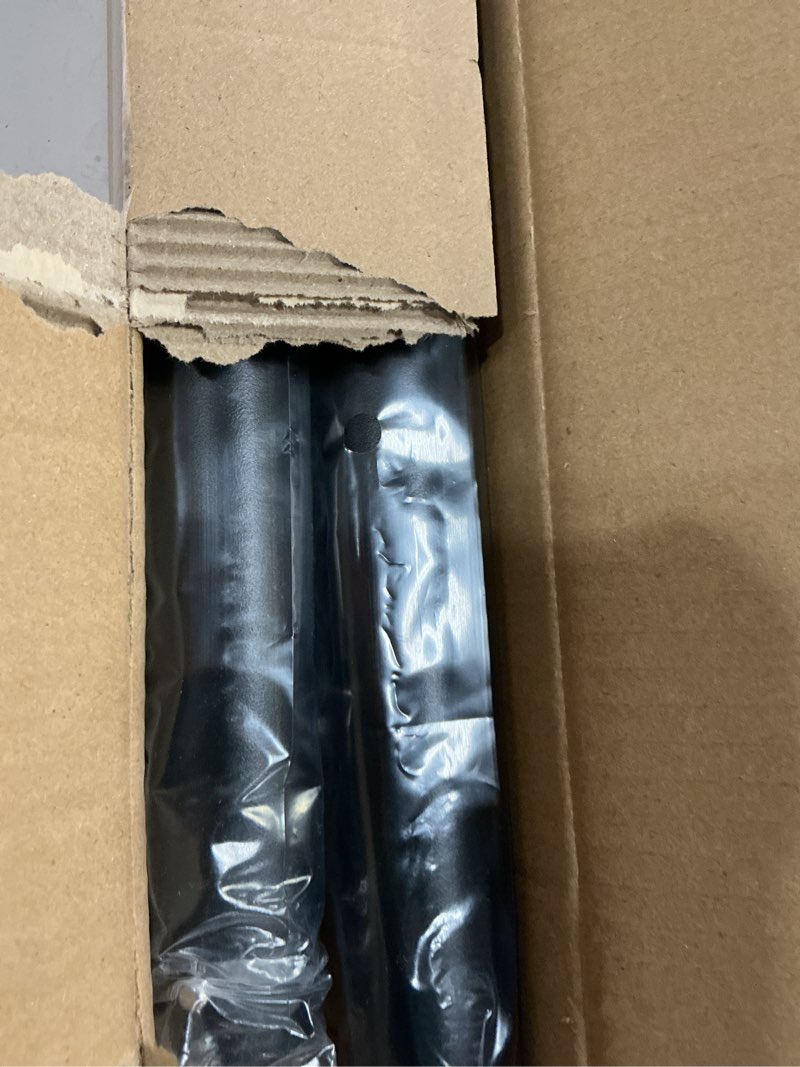 Condition photo showing New/Like New for tension curtain rod by ezfurni, 42 to 123 inch, heavy duty tension rod for windows, anti-slip black curtain rod spring tension, adjustable spring loaded curtain rods no drilling, easy install black 42-123