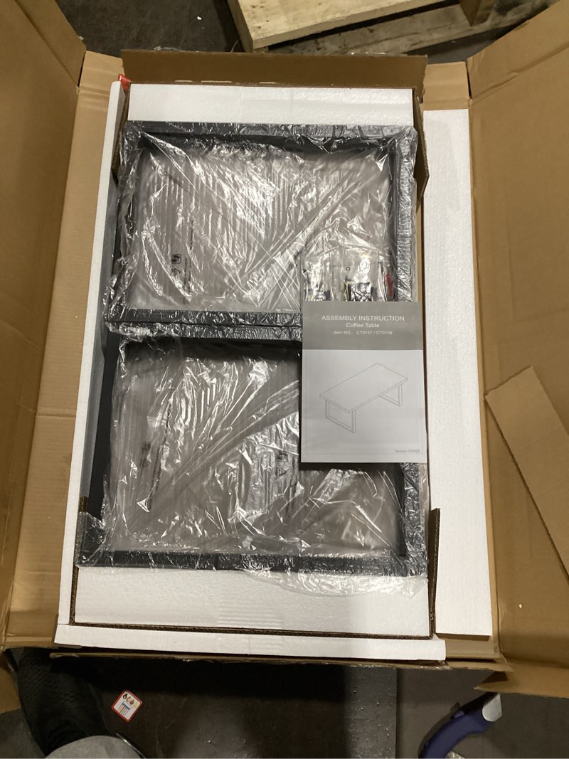 Condition photo showing New/Like New for IBF Farmhouse Coffee Table, Modern Simple Wood Coffee Tables for Living Room, Industrial Minimalist Rectangle Center Table, Wood and Metal Tea Coffee Table for Home Office Bedroom, Rustic Oak, 39 in Rustic Oak 39 inch