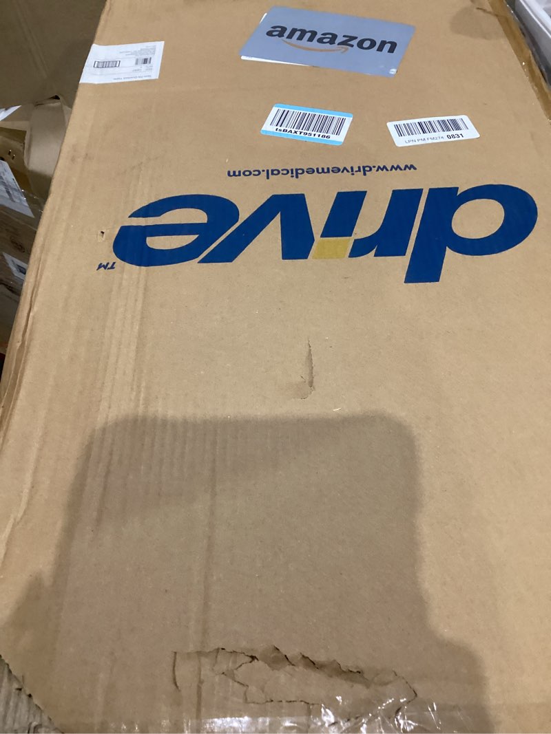 Condition photo showing New/Like New for Drive Medical Overbed Table with Wheels - Secure Height Adjustment for Comfort - Non Tilt Surface - Smooth Rolling Design - Home & Hospital Use - Woodgrain Laminate Top - Silver Vein Silver Vein Table