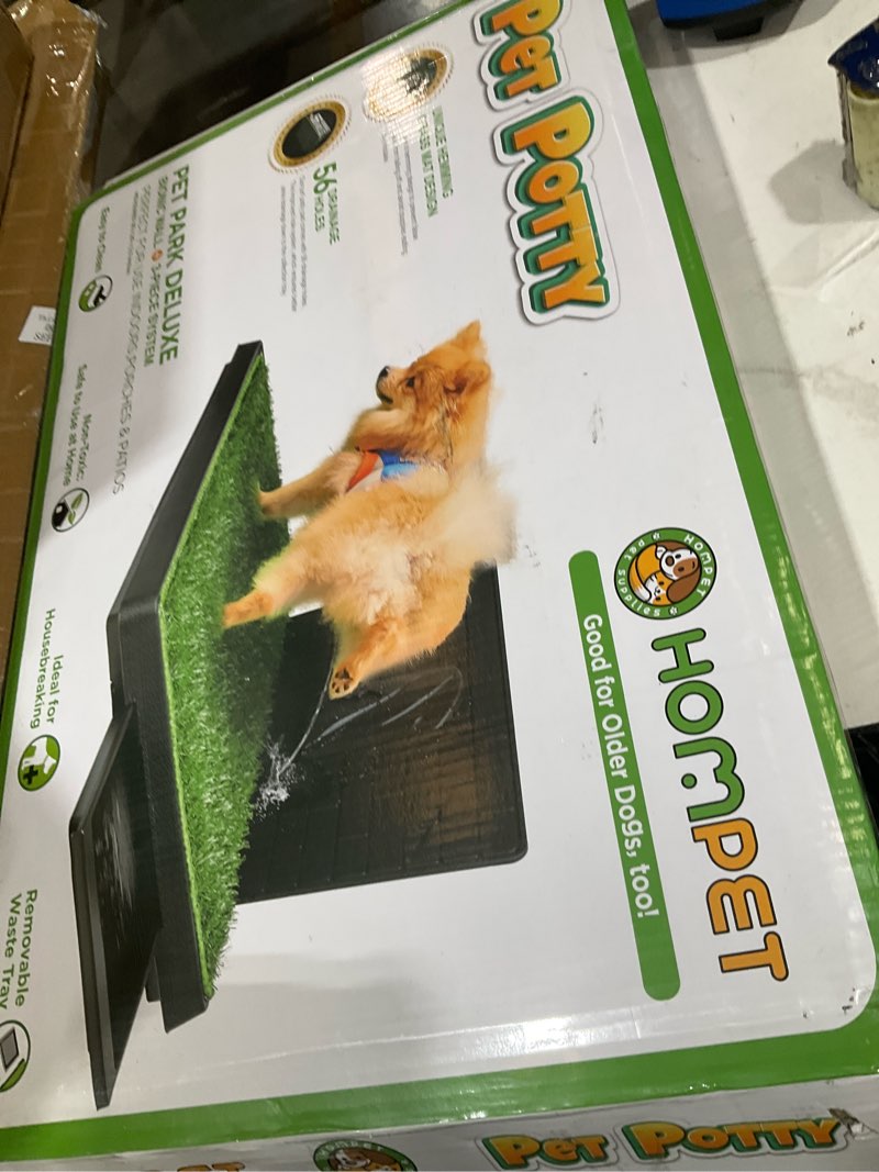 Condition photo showing As Is for hompet dog grass pad with tray large, 2 pcs artificial grass training pads with pee baffle patch puppy turf potty for indoor and outdoor use, ideal for small and medium dogs (30"×20") 30" x 20" (2 replacement mats)