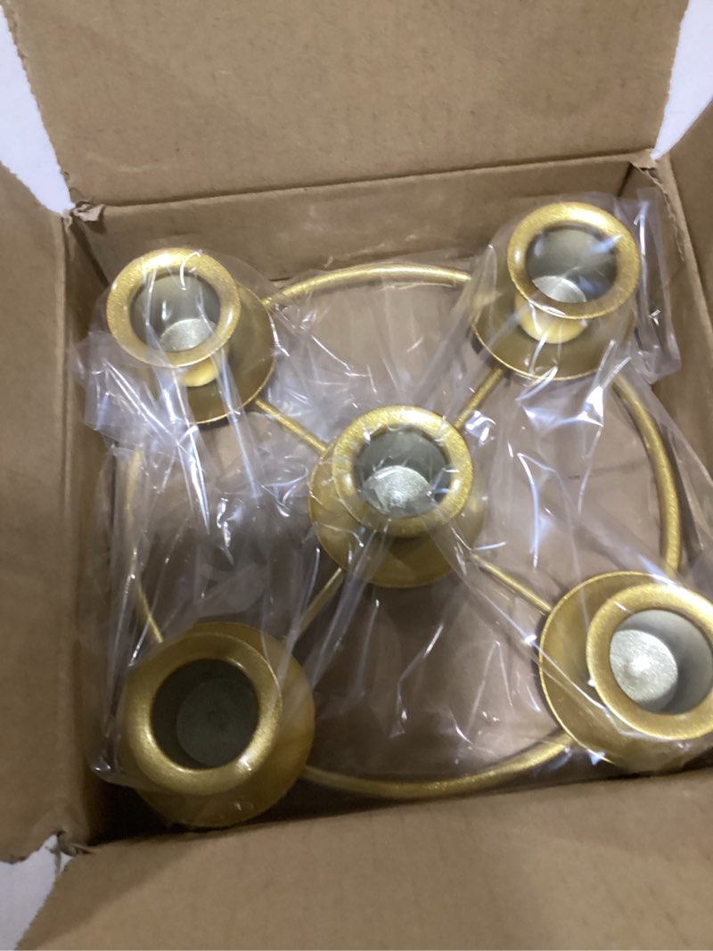 5 candle holder gold