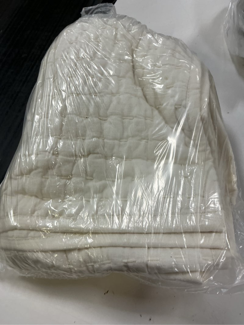 Condition photo showing Good Condition for european linen cotton stitch sham set, king, ivory