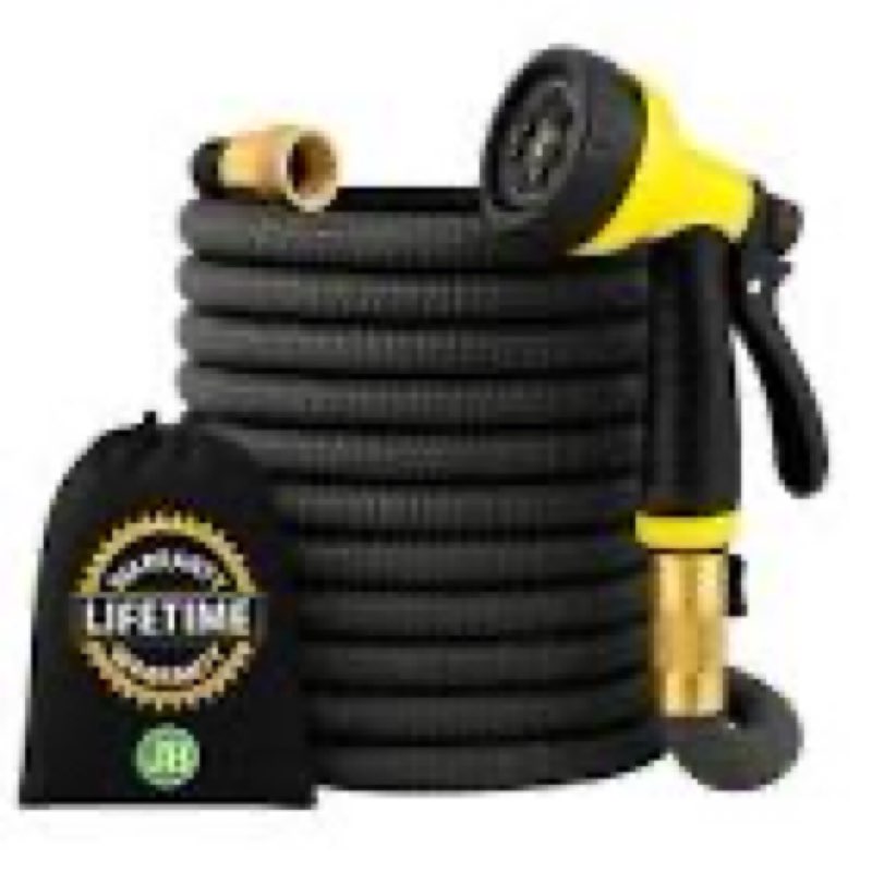 100 ft Expandable Garden Hose - Ultra Flexible,Durable Collapsible Latex Core & Solid Brass Fitting,
