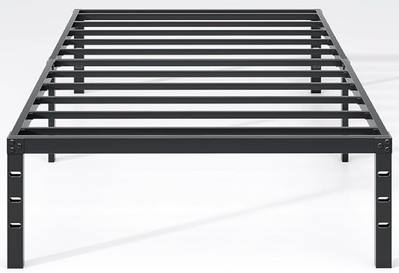Metal Bed Frame,Twin Size Bed Frame with Storage Space,Heavy Duty Sturdy Mattress Foundation,Easy Assembly,No Box Spring Needed, Black,18 Inch,Twin
