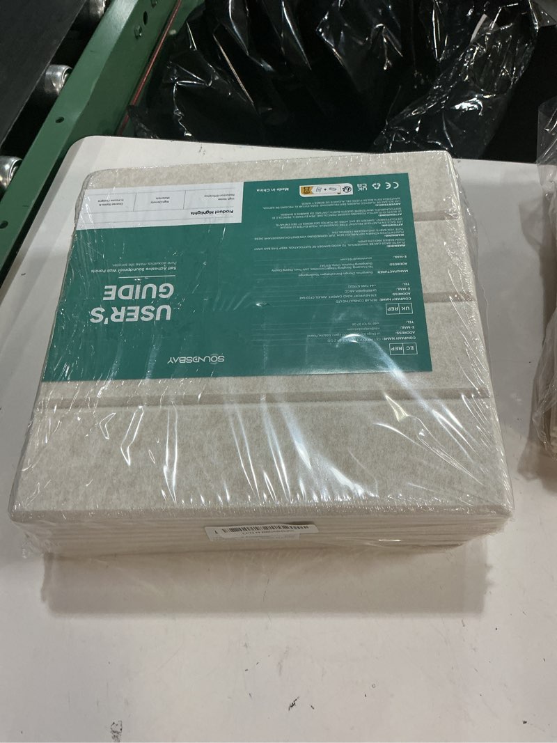 Condition photo showing New/Like New for 12 pack sound proof foam panels for walls, self-adhesive acoustic panels sound absorbing, 12" x 12" x 0.4" high density soundproof wall panels tiles for door, ceiling, home office slat-12 pack (12" x 12" x 0.4") beige