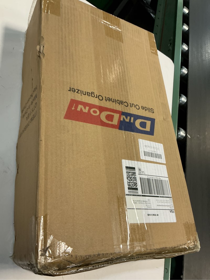 Condition photo showing As Is for DINDON 2 Tier Pull Out Cabinet Organizer (11" W x 18" D) Heavy-Duty Metal Sliding Drawer Shelf, Two Tier Pull Out Shelves for Kitchen Cabinets, Pantry, Bathroom, Chrome Finish Chrome 11'' W X 18'' D