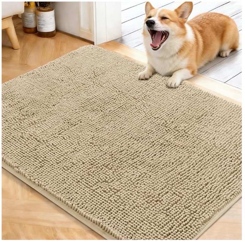 olanly dog door mat for muddy paws 40x32, absorbs moisture and dirt, absorbent non-slip washable doo